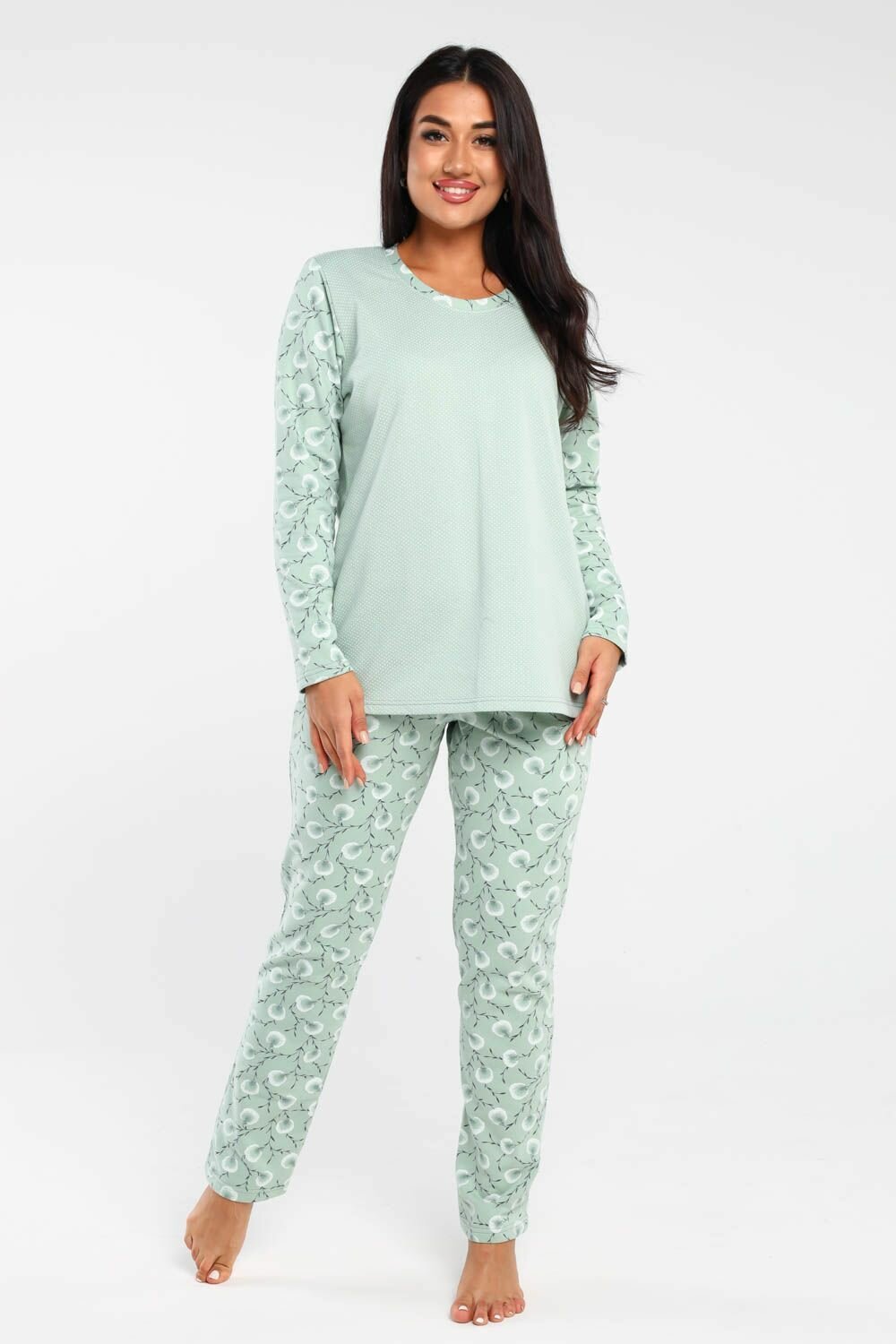 Пижама теплая DIANIDA М-545 размер 44-58 (52, Зеленый) - фотография № 10
