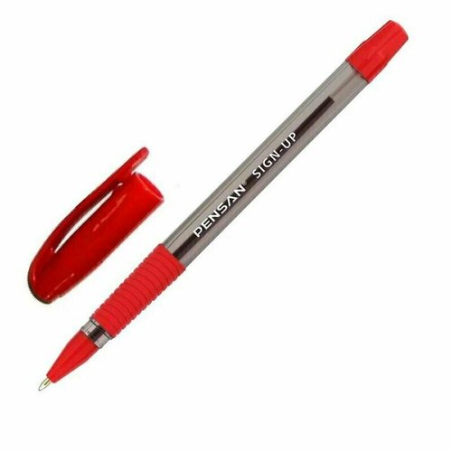 Ручка шариковая неавтоматическая Pensan Sign-up красная толщина линии 0.7 мм, 1599462