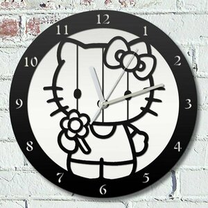 Настенные деревянные бесшумные часы мультильмы хеллоу китти - 2347