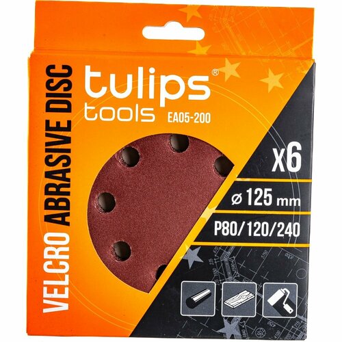 Диск Tulips Tools EA05-200 диск шлифовальный с липучкой 5 шт 125 мм p120 tulips tools ea05 142