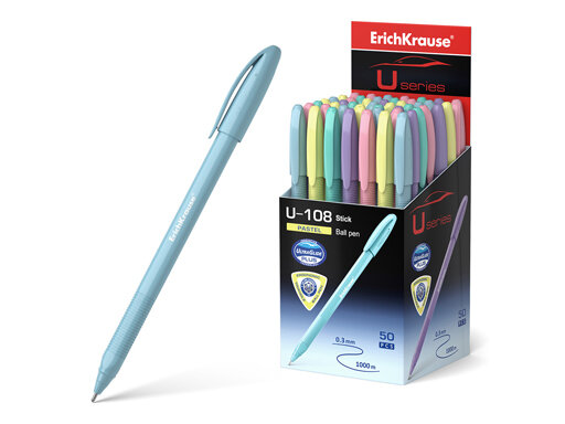 Ручка шариковая ErichKrause U-108 Pastel Stick 1.0 Ultra Glide Technology, синяя 1 шт - фото №1