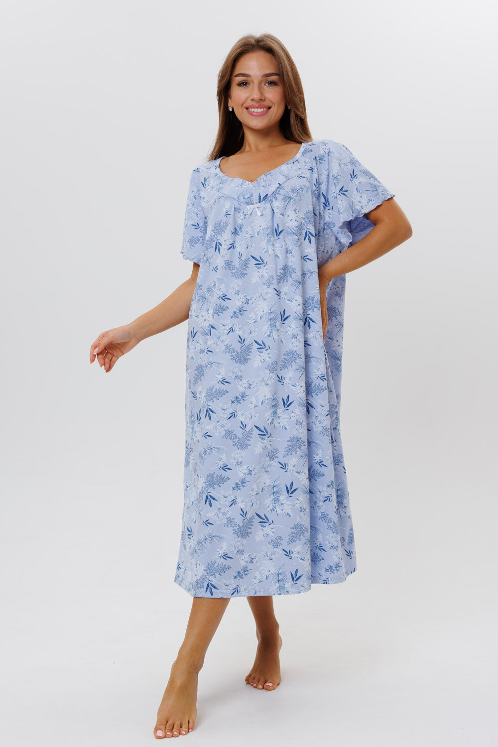 Сорочка Modellini удлиненная, короткий рукав, размер 58, голубой - фотография № 6