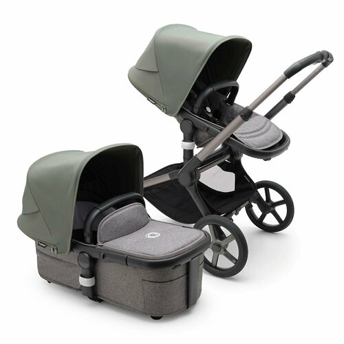 Коляска 2в1 Bugaboo Fox 5 Graphite, цвет Grey Melange / Forest Green коляска 2в1 bugaboo fox 5 black цвет black forest green