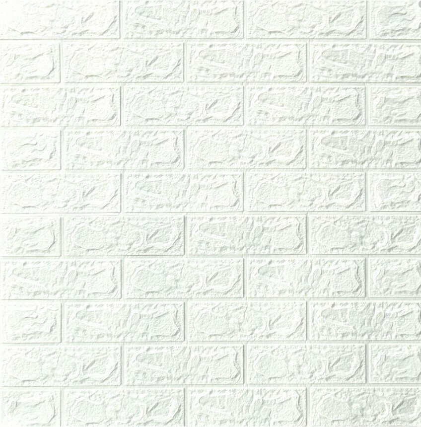 Панель 3D на самоклеящейся основе  Кирпич 70х77см  с рельефной текстурой  цвет белый