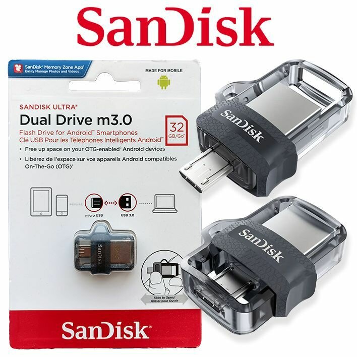 USB Флеш-накопитель Sandisk Ultra Dual Drive m3.0 USB 3.0-32GB (SDDD3-032G-G46)