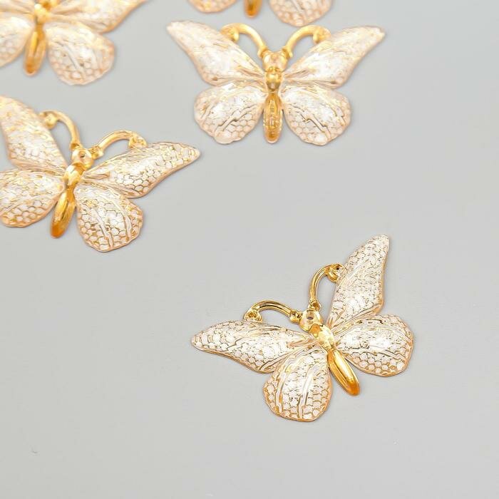 фото Декор для творчества пластик "Бабочка золотая сеть" микс 2,3х3,8 см(5 шт.)