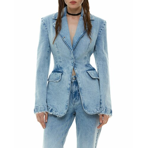 Пиджак sorelle era, размер XS, голубой, синий пиджак sorelle средней длины силуэт прилегающий размер l синий голубой