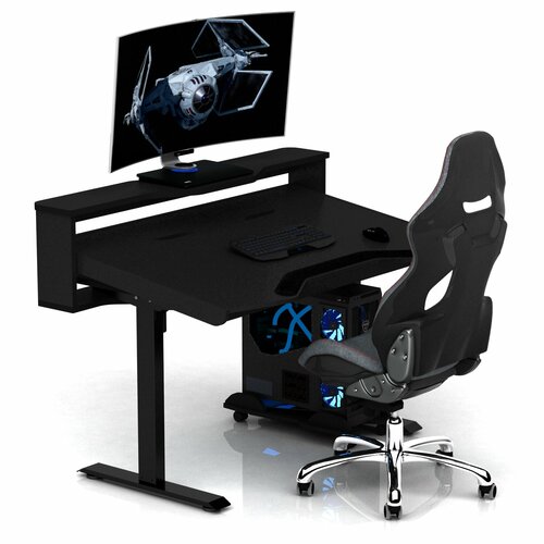 Геймерские игровые столы и кресла Регулируемый по высоте и углу наклона столешницы компьютерный геймерский стол с электроприводом DX ELECTRIC PHANTOM чёрный