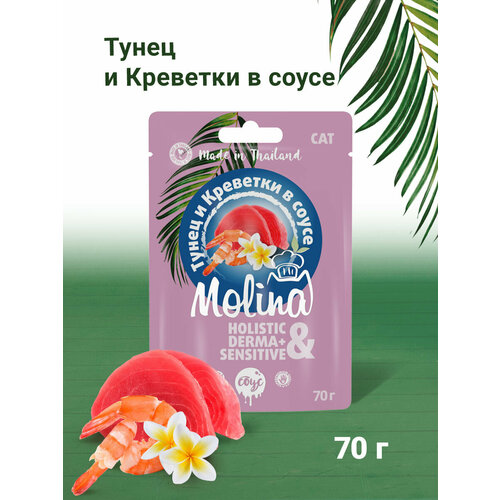 MOLINA, Пауч для кошек, Тунец и Креветки в соусе, 70 г