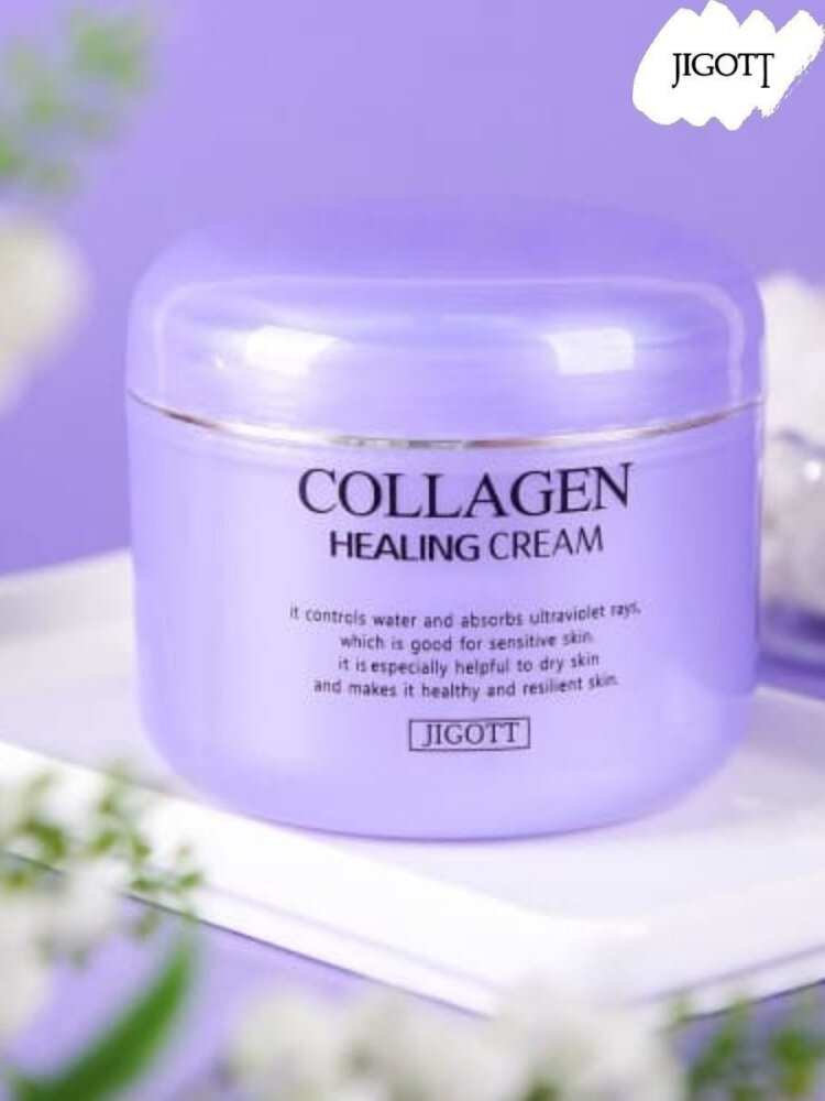 Jigott Питательный ночной крем с коллагеном Collagen Healing Cream, 100 мл.