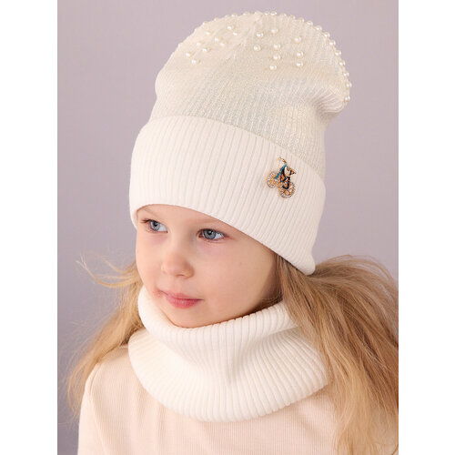 фото Шапка бини поляярик, размер 50-52, серебряный, белый