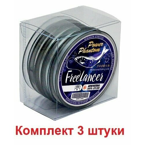фото Леска power phantom freelancer clear 0,14mm, 2,1kg 100m, 3 штуки