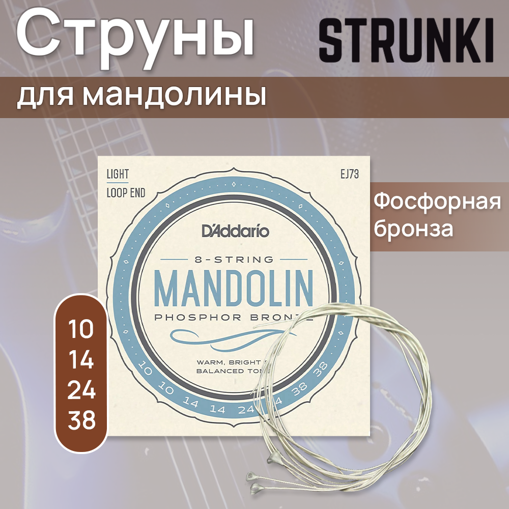 Струны для мандолины D'Addario Mandolin EJ73 10-38