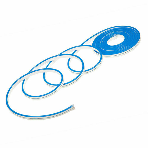 Светодиодная лента 120 led/м, 12 В, IP67, 6x12 мм, LED неон гибкий, 5 метров (Голубой / Голубой)