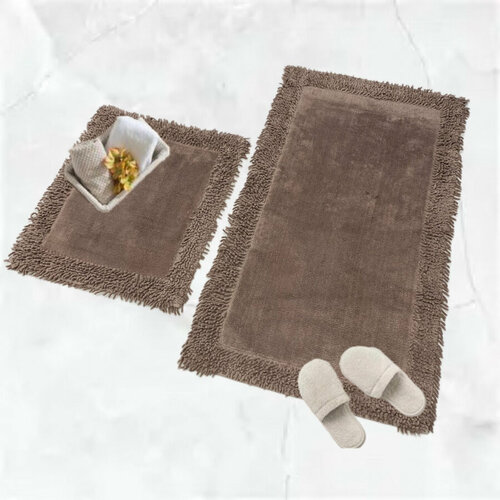 Комплект ковриков для ванной (60х100 + 50х60) K.M.Duz темно-бежевый Karven (темно-бежевый), Комплект ковриков