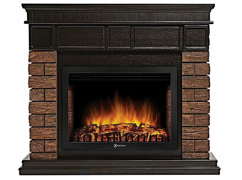 Каминокомплект Electrolux Bricks Wood 25 с очагом EFP/P-2720RLS камень темный, шпон венге