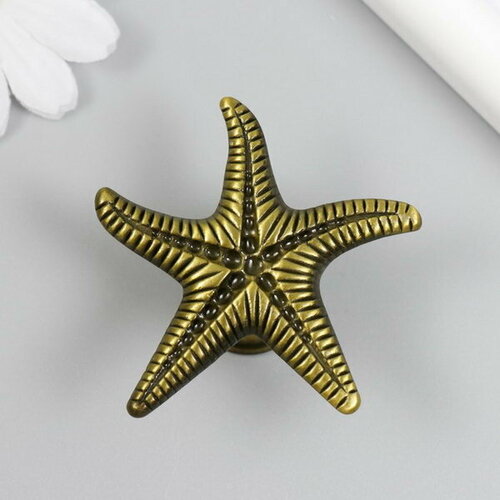 фото Ручка для шкатулки металл "морская звезда" бронза 5.3х5.3х2.3 см сима-ленд