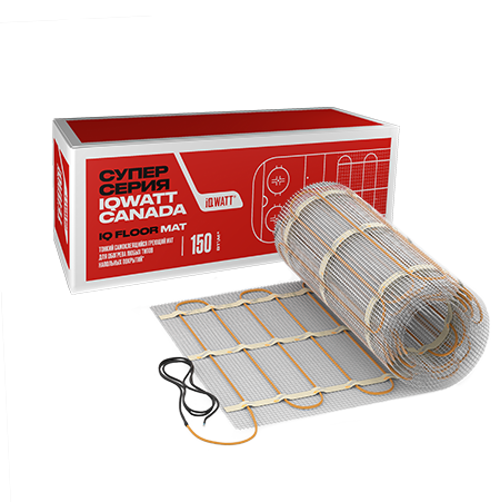 Тонкий самоклеящийся греющий мат (сетка с основанием) IQ FLOOR MAT 150 вт/кв. м. - 7,0 кв. м, IqWatt