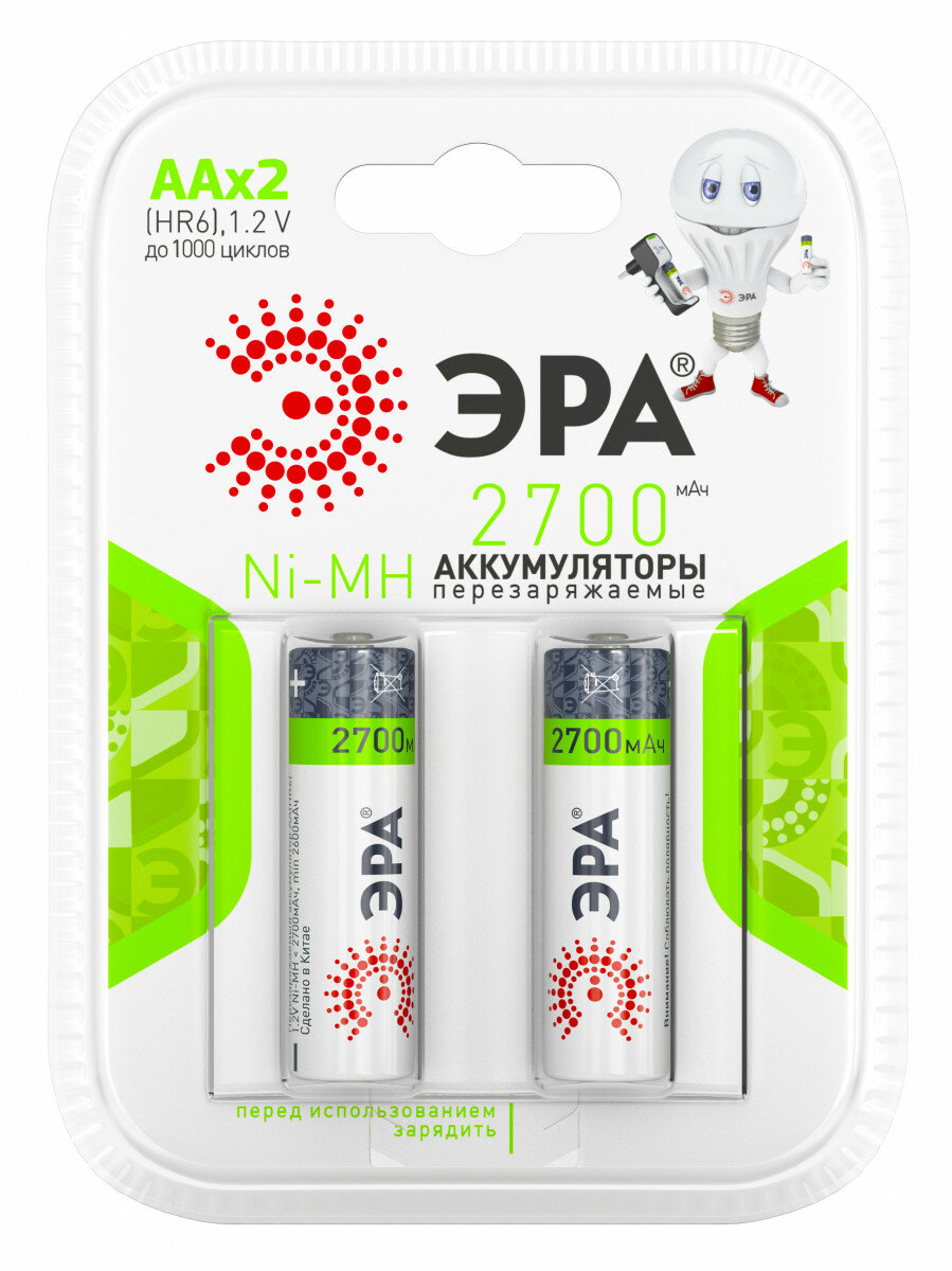 ЭРА Аккумулятор ЭРА Ni-MH HR6-2BL 2700mAh, 2шт