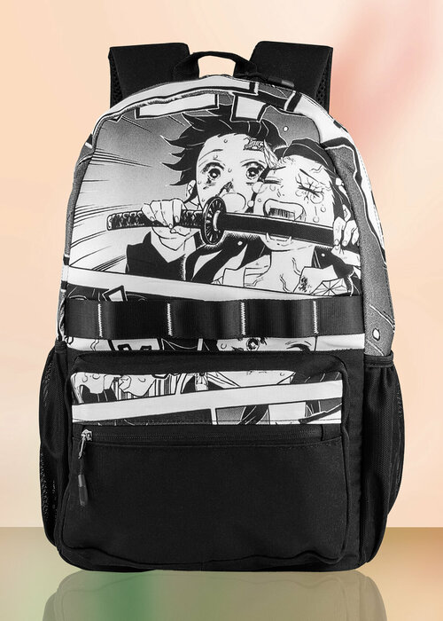 Рюкзак в стиле Аниме черно-белый, для средней старшей школы