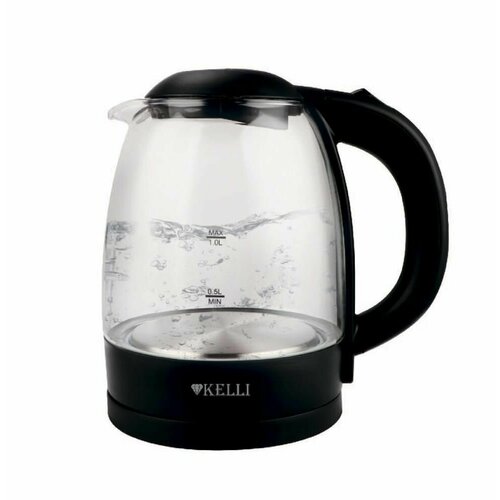 Стеклянный чайник Kelli KL-1386 Черный 2200Вт 1л 1515₽