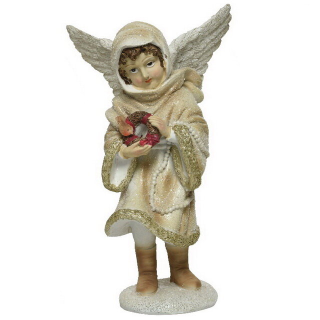 фото Kaemingk Новогодняя фигурка Ангел Аннелиз с венком 19 см 520649