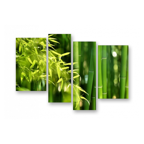 Модульная картина на холсте | Diva Kartina | Природа. Зеленый бамбук | 140X100 см