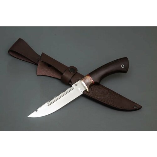 фото Нож из стали vg-10 «щука», рукоять литье мельхиор, вставка стабилизированная карельская береза, черный граб кузница сёмина юрия михайловича