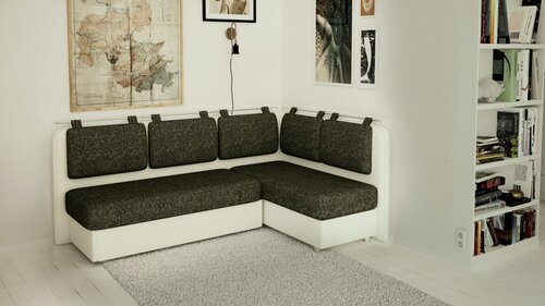 Изображение товара Диван кухонный угловой DiHall "Сюрприз", обивка рогожка + экокожа