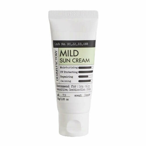 Derma Factory Мягкий солнцезащитный крем для лица с экстрактом полыни Mild Sun Cream SPF 50 PA++++, 30г derma factory мягкий солнцезащитный крем для лица с экстрактом полыни mild sun cream spf 50 pa 30г