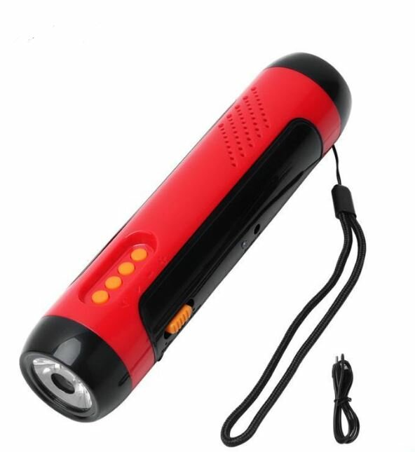 фото Фонарик Boruit Traveller, динамо-зарядное, FM радио, красный