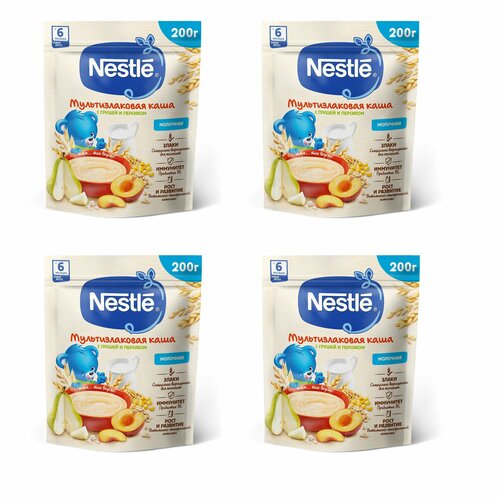 Каша молочная Nestle мультизлаковая груша-персик с 6 месяцев 200 г 4 шт каша молочная nestle мультизлаковая мед абрикос с 9 месяцев 200 г 9 шт