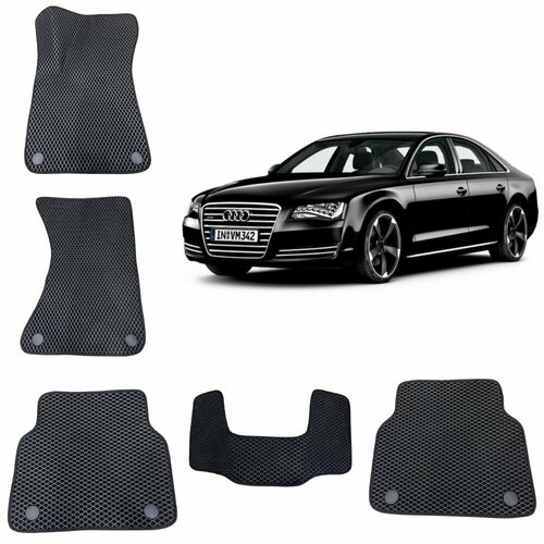 3-D Автомобильные EVA / ЭВА / ЕВА коврики в салон для AUDI A8 (D4) / ауди А8 ( 3 поколения ) (Черный ромб / Черный кант)