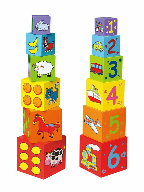 Развивающие игрушки из дерева Viga Toys Деревянные кубики-пирамидка 59461