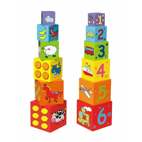 Развивающие игрушки из дерева Viga Toys Деревянные кубики-пирамидка 59461