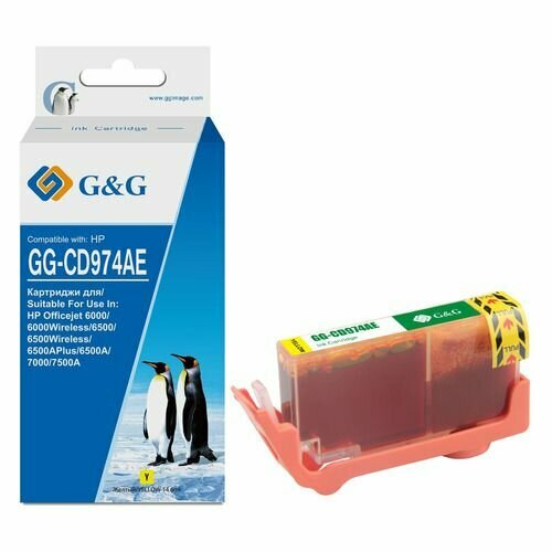 Картридж G&G GG-CD974AE, желтый / GG-CD974AE premium specialized 4 color refill dye ink kit 920xl 920 officejet 6000 6500 6500a 7000 7500a inkjet printer