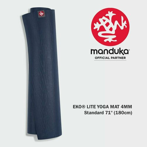 Коврик для йоги Manduka eKO Lite Midnight, 180x61x0.4 см, каучук коврик для йоги manduka eko round linen stripe 150 0 3 см