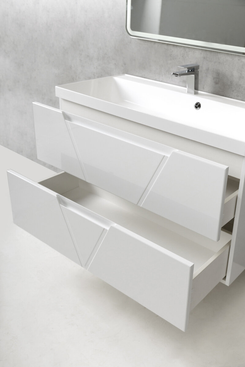 Мебель для ванной комнаты BELBAGNO VITTORIA-1000 Bianco Lucido - фотография № 3
