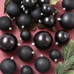 Kaemingk/Winter Deco Набор пластиковых шаров Cosmo Черный, 6-10 см, 26 шт 9020604 - изображение