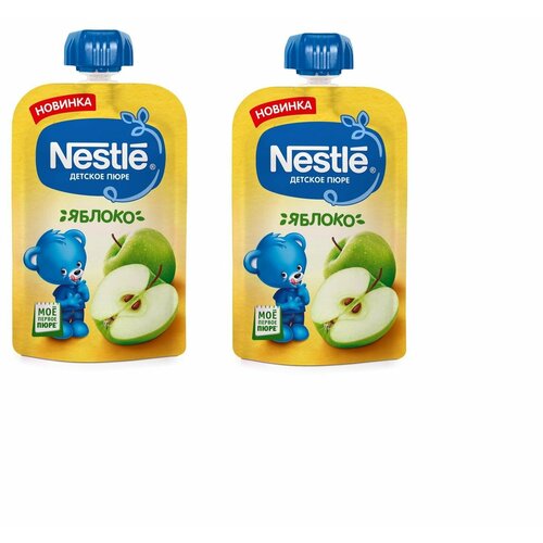 NESTLE Пюре яблочное, с 4 мес, пауч. 90г, 2 шт.