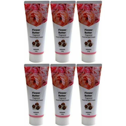 Aspasia Крем для рук и и ногтей с цветочными экстрактами Flower Butter Hand & Nail Cream, 100 г, 6 шт