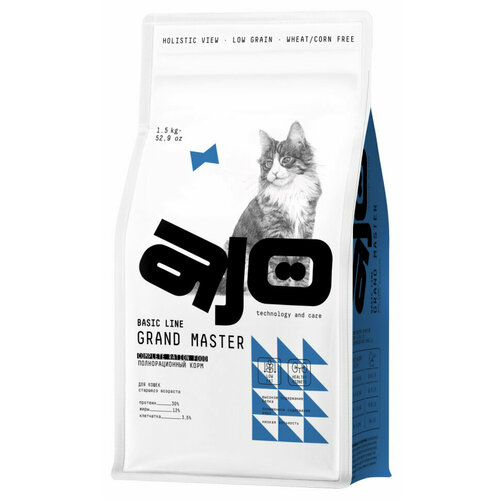 AJO Cat Grand Master сухой корм для пожилых кошек, для профилактики мочекаменной болезни, с курицей - 1,5 кг