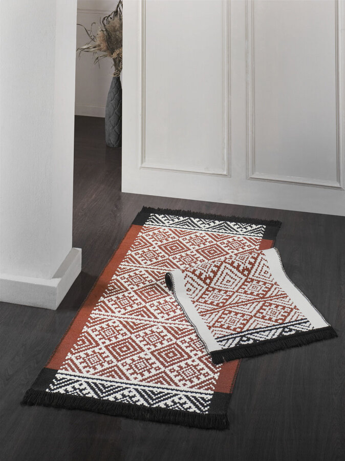 фото Хлопковый коврик (1 шт) Akhila v2 терракотовый Sarev (терракотовый), Коврик для ног 60x100