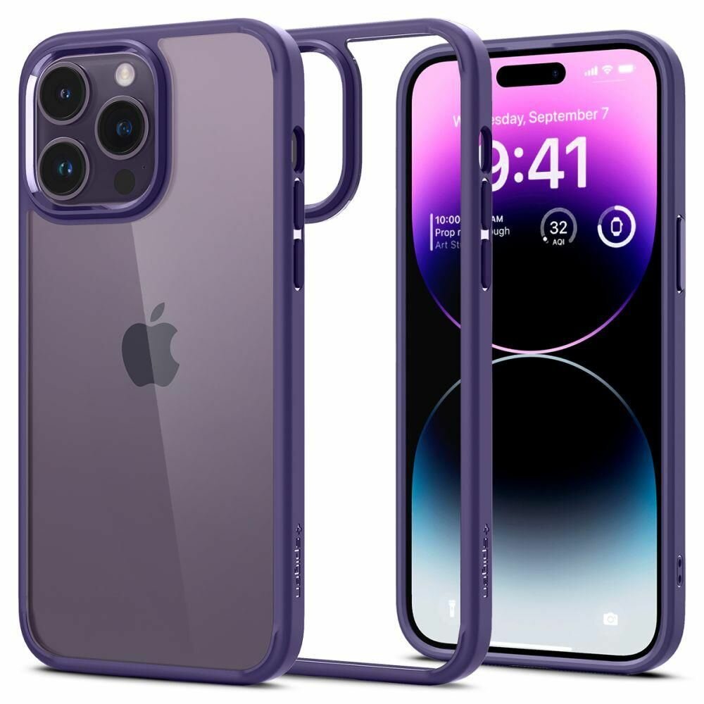 Чехол Spigen на Apple iPhone 14 Pro (ACS05577) Ultra Hybrid / Спиген чехол для Айфон 14 Про накладка, противоударный, с защитой камеры, фиолетовый