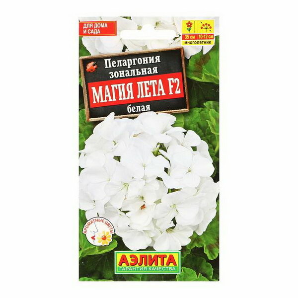 Семена цветов Пеларгония "Магия лета", белая, F2.5 шт.