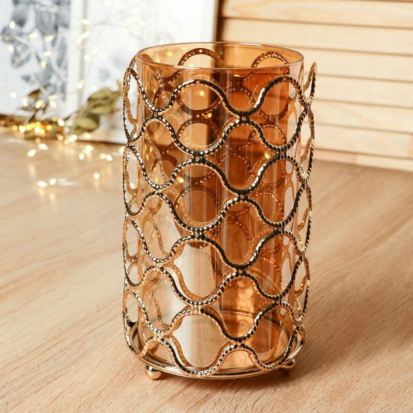 фото Ваза-флорариум "Ангстрем" волны, 11х11х20 см, золото