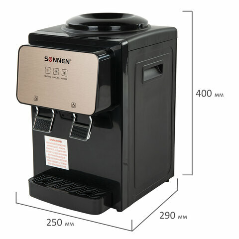 Кулер для воды SONNEN TSE-02BP, настольный, нагрев/охлаждение электронное, 2 крана, черный/бежевый, 455621 - фотография № 3