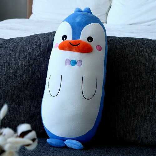 Мягкая игрушка-подушка Пингвин с бантиком, 50 см, цвет бело-голубой подушка для пола из велюра balzain 50 x 50 x 10см желтый