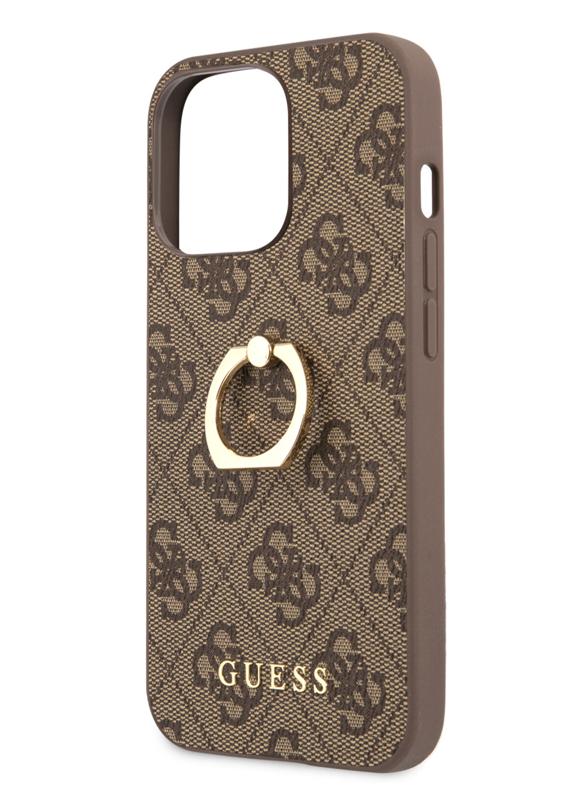 Guess для iPhone 14 Pro чехол PU 4G + Ring Hard Brown