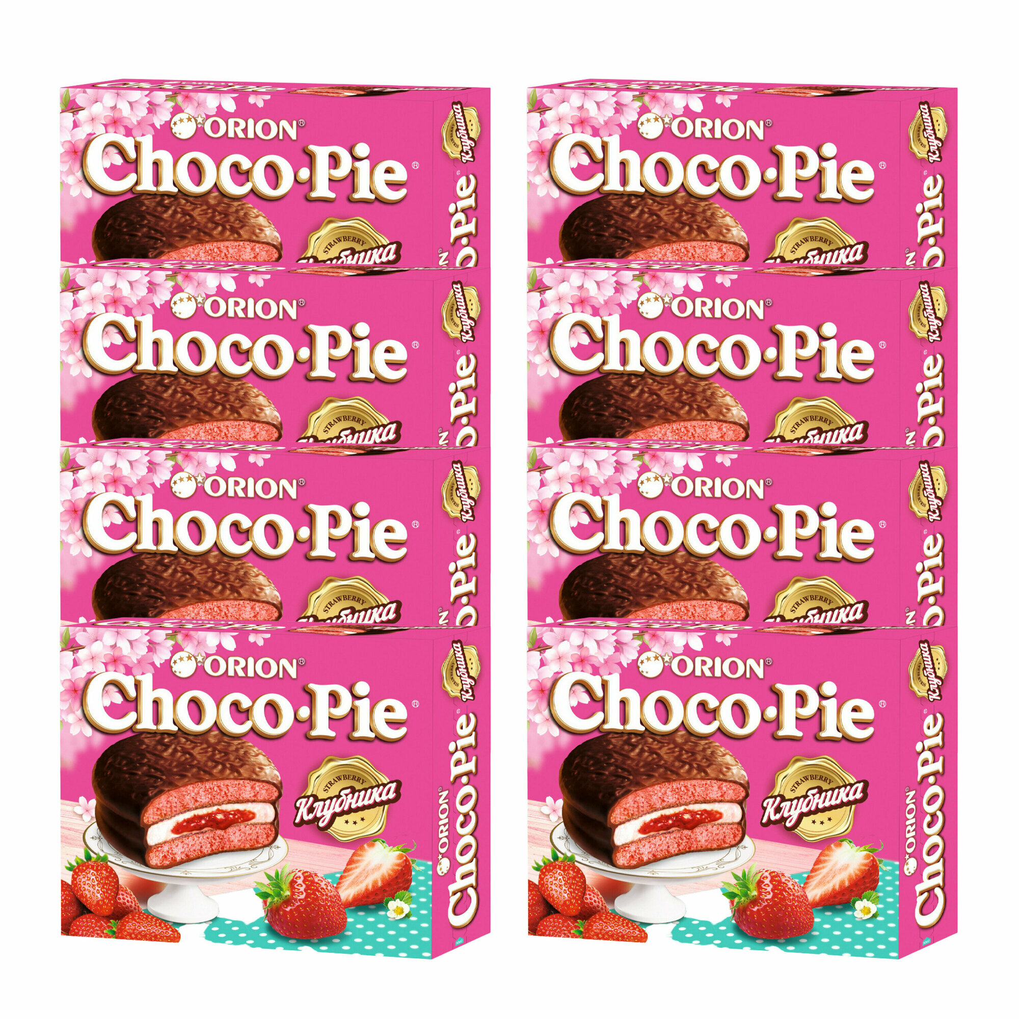 Печенье ORION Choco Pie с клубникой, 8шт. по 360г. - фотография № 2